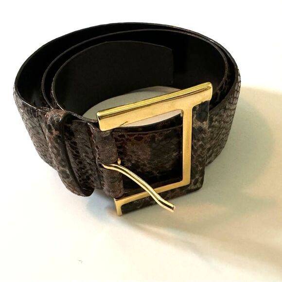 ? [Sandy G Duftler] Brown and Gold Snakeskin Print Belt Sz: XS main image 7